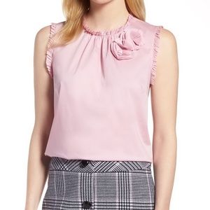 NWT 1901 Corsage Detail Ruffle Trim Shell